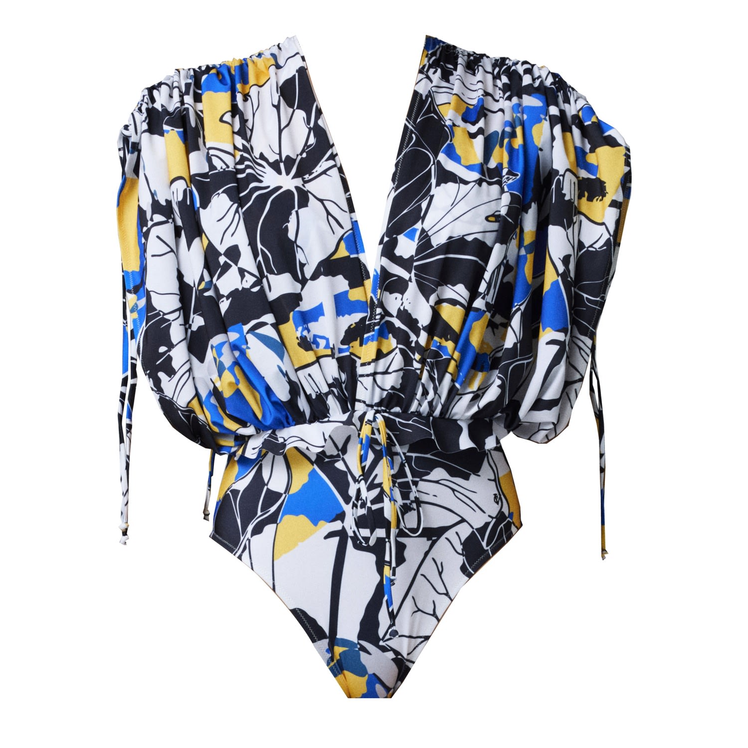 Women's Paris Swimsuit In Blue Chaos Garden Print Extra Small Charlott Vasberg