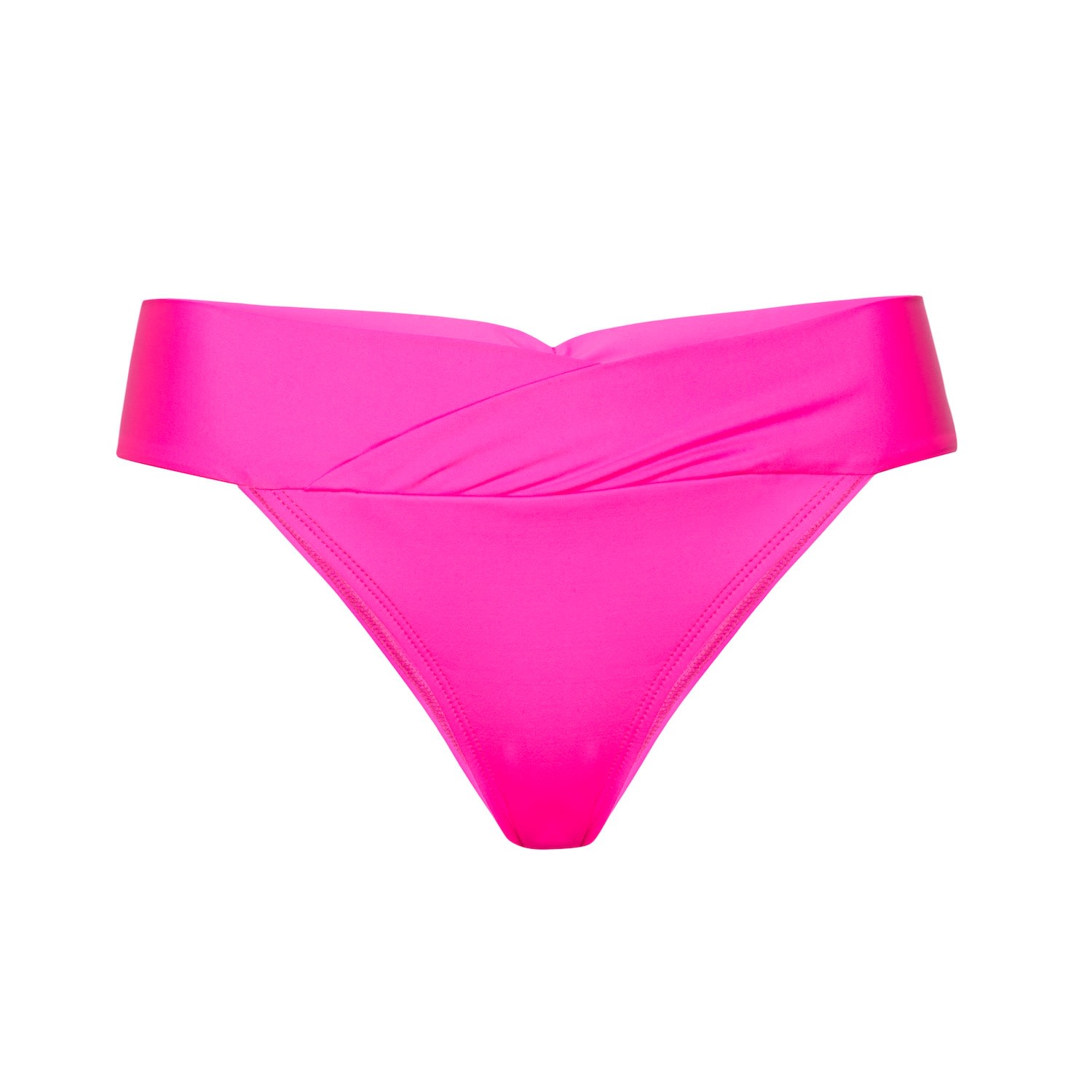 Women's Pink / Purple Ally Bikini Bottom With Crossover Waistband- Neon Pink Extra Small MIGA Swimwear