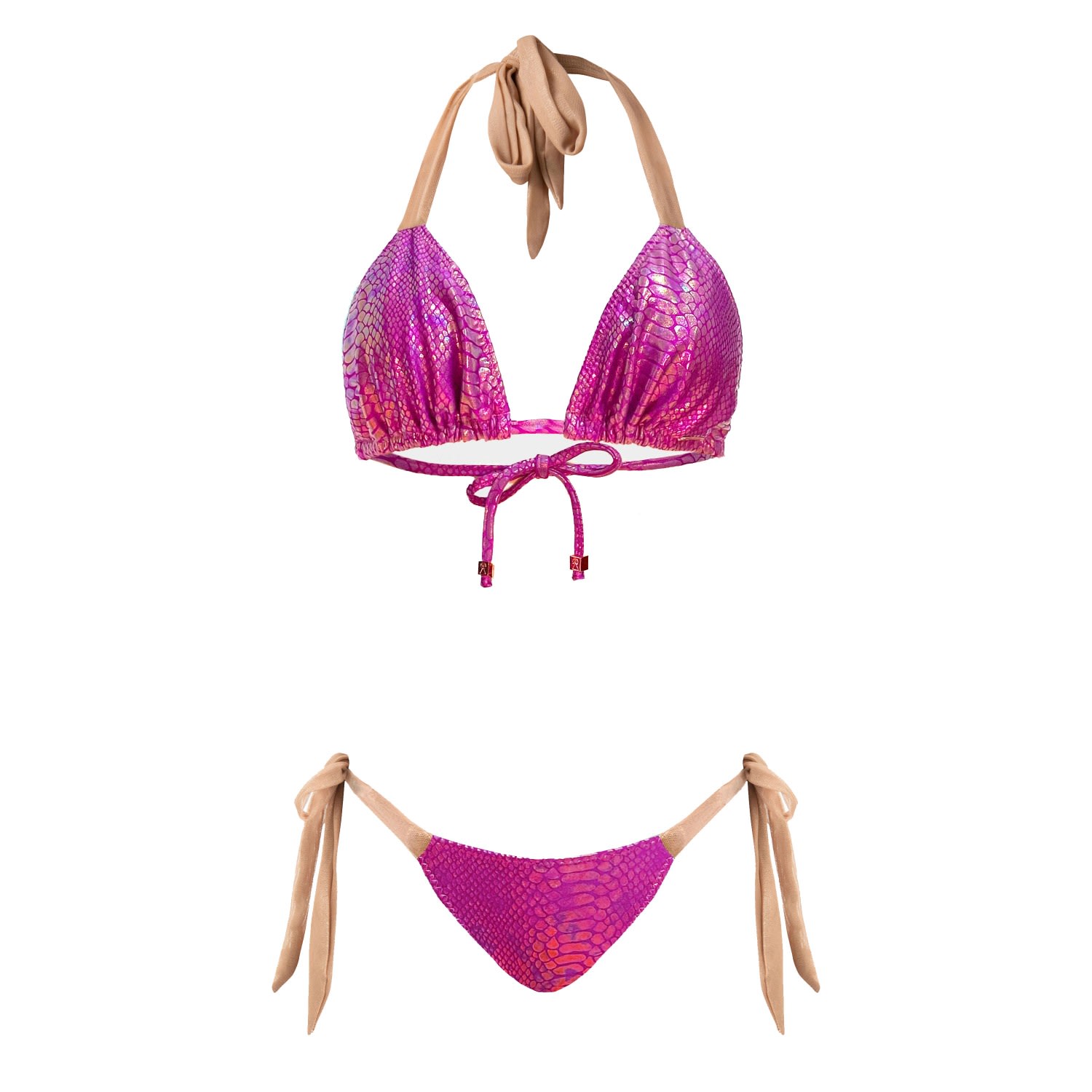 Women's Pink / Purple Fuchsia Magenta Pink Metallic Bikini Set Mari Leah Bougainvillea Small ELIN RITTER IBIZA