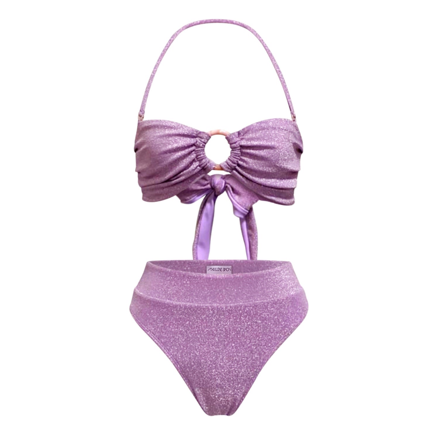 Women's Pink / Purple Lilac Sparkling Glitter Knit Bikini Bottom Cheeky Xl/Xxl MADELEINE SIMON STUDIO