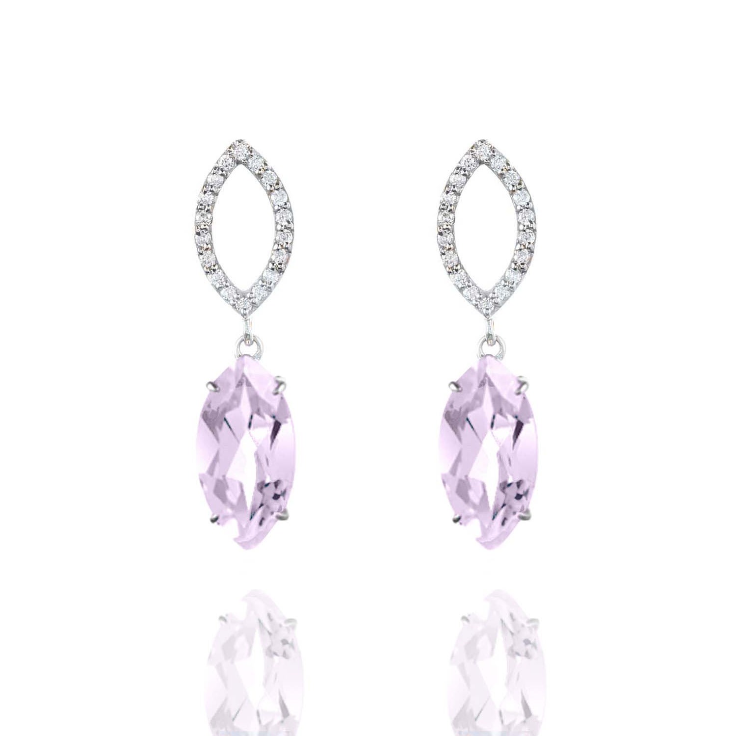 Women's Pink / Purple / White Purple Amethyst & Diamond Earrings Augustine Jewels