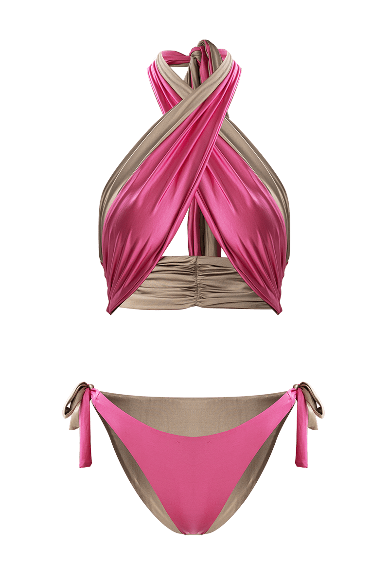 Women's Pink / Purple Zuni Criss Cross Bikini Extra Small Movom