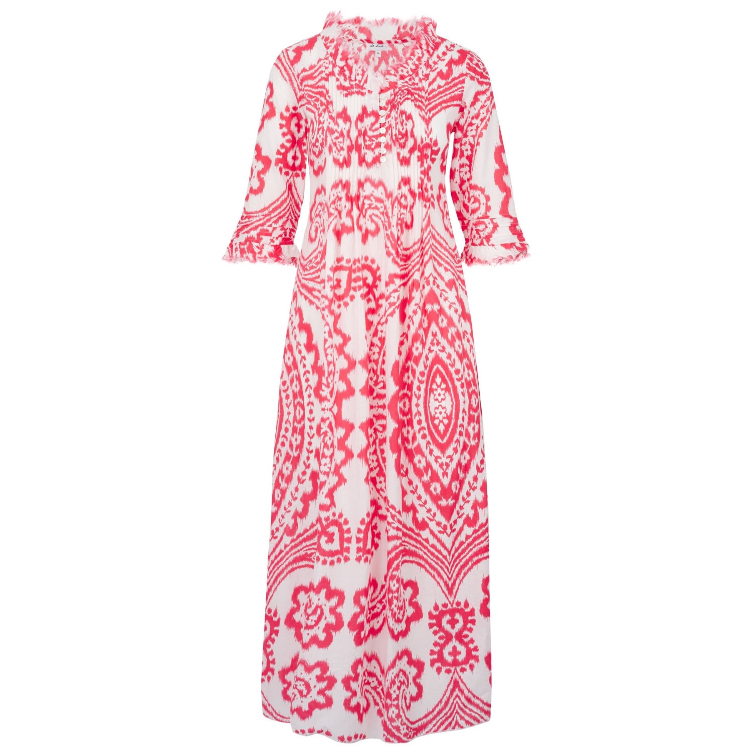 Women's Red Cotton Annabel Maxi Dress In Coral Ikat Small At Last...