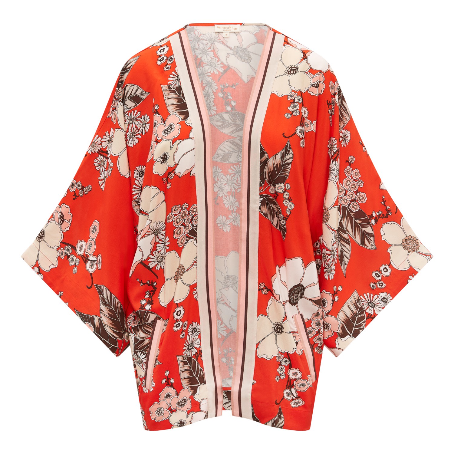 Women's Retro Bloom Kimono - Red Small NOOKI DESIGN