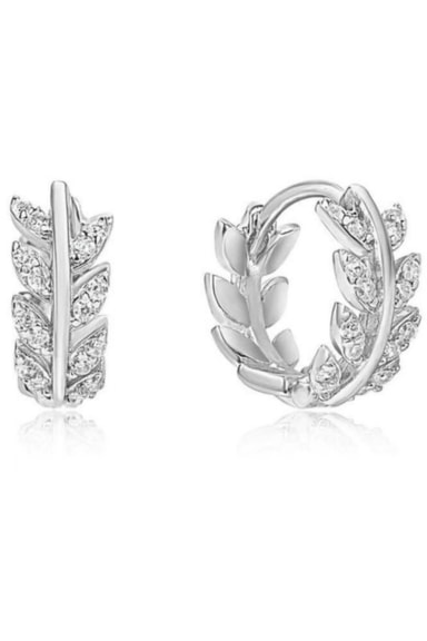Women's Silver Leaf Huggie Earrings Hortons England