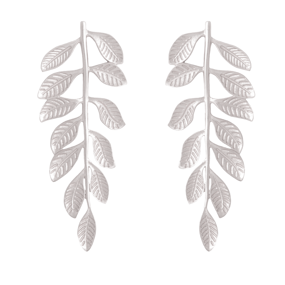 Women's Silver Leaf Veli Earrings LAVANI JEWELS