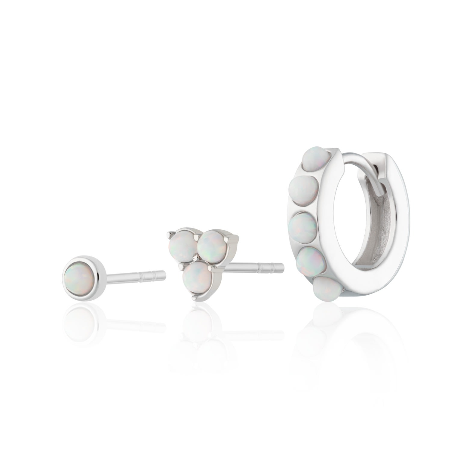 Women's Silver Opal Trinity Set Of Three Earrings Scream Pretty