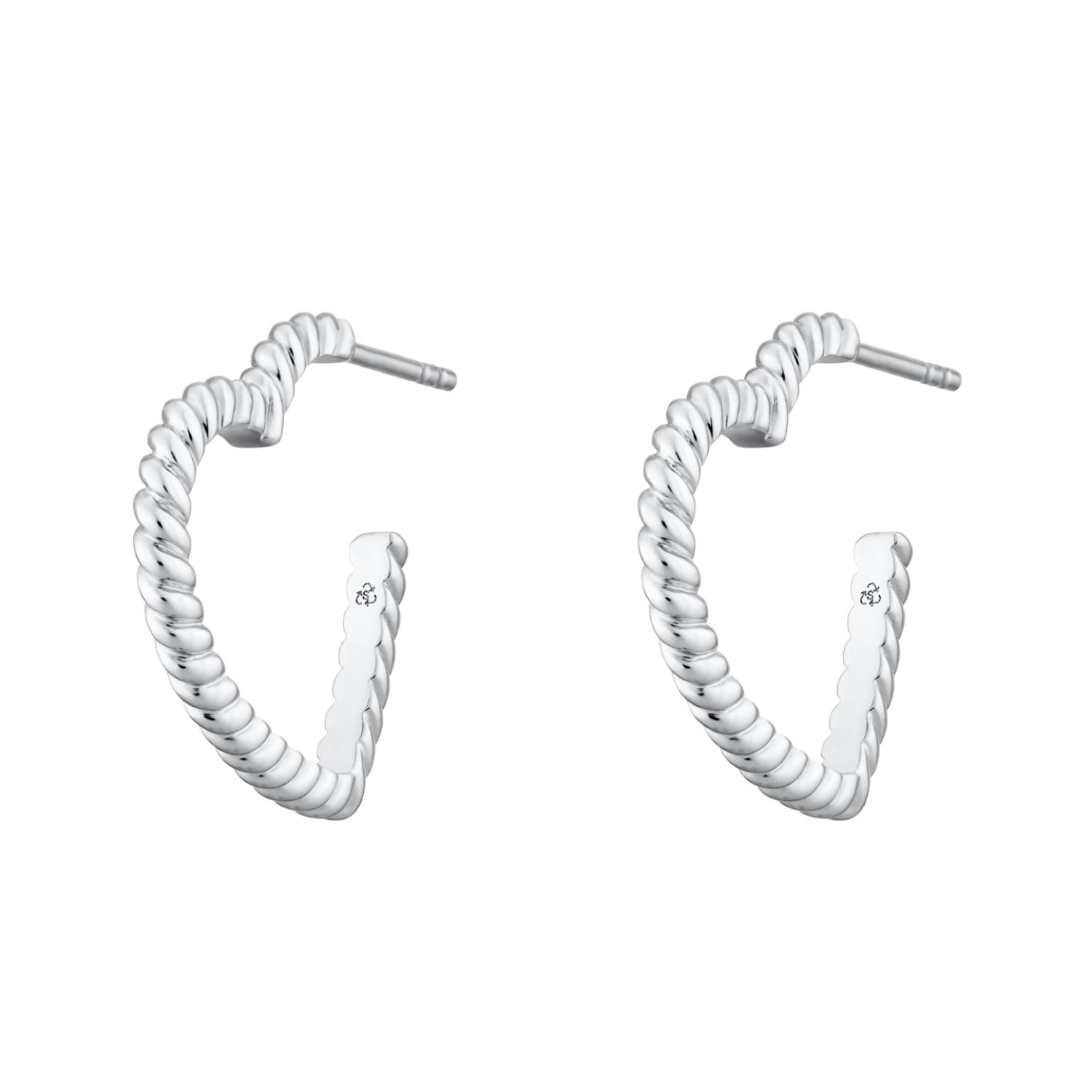 Women's Silver Twisted Heart Hoop Stud Earrings Scream Pretty