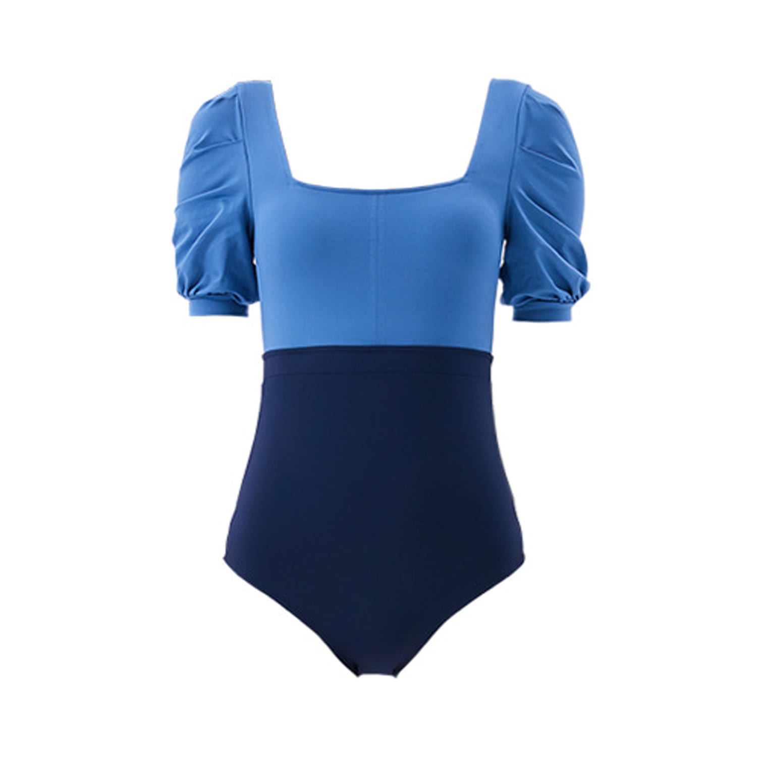 Women's Snow Marmalade Volume Puff Sleeves One Piece Swimwear - Blue Extra Small QUA VINO