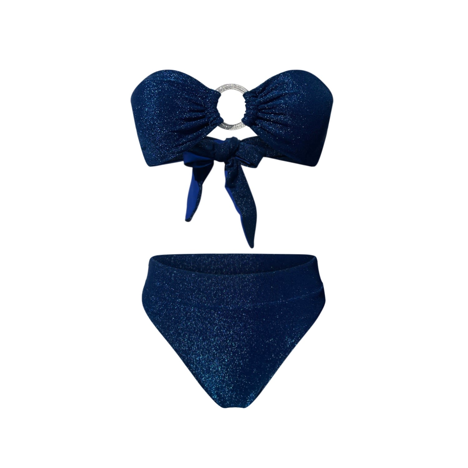 Women's Sparkling Navy Blue Bikini Cheeky Bottom M/L MADELEINE SIMON STUDIO