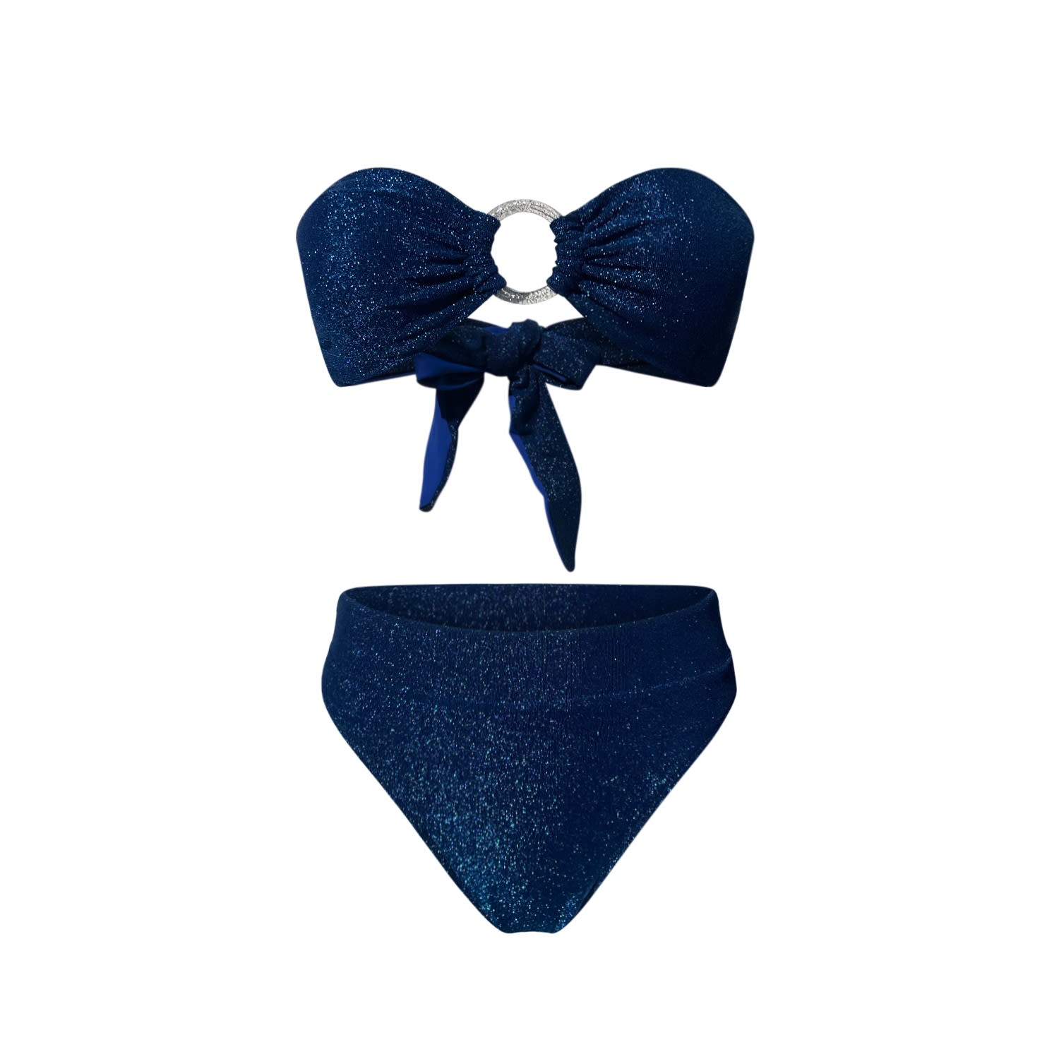 Women's Sparkling Navy Blue Bikini Top L/Xl MADELEINE SIMON STUDIO