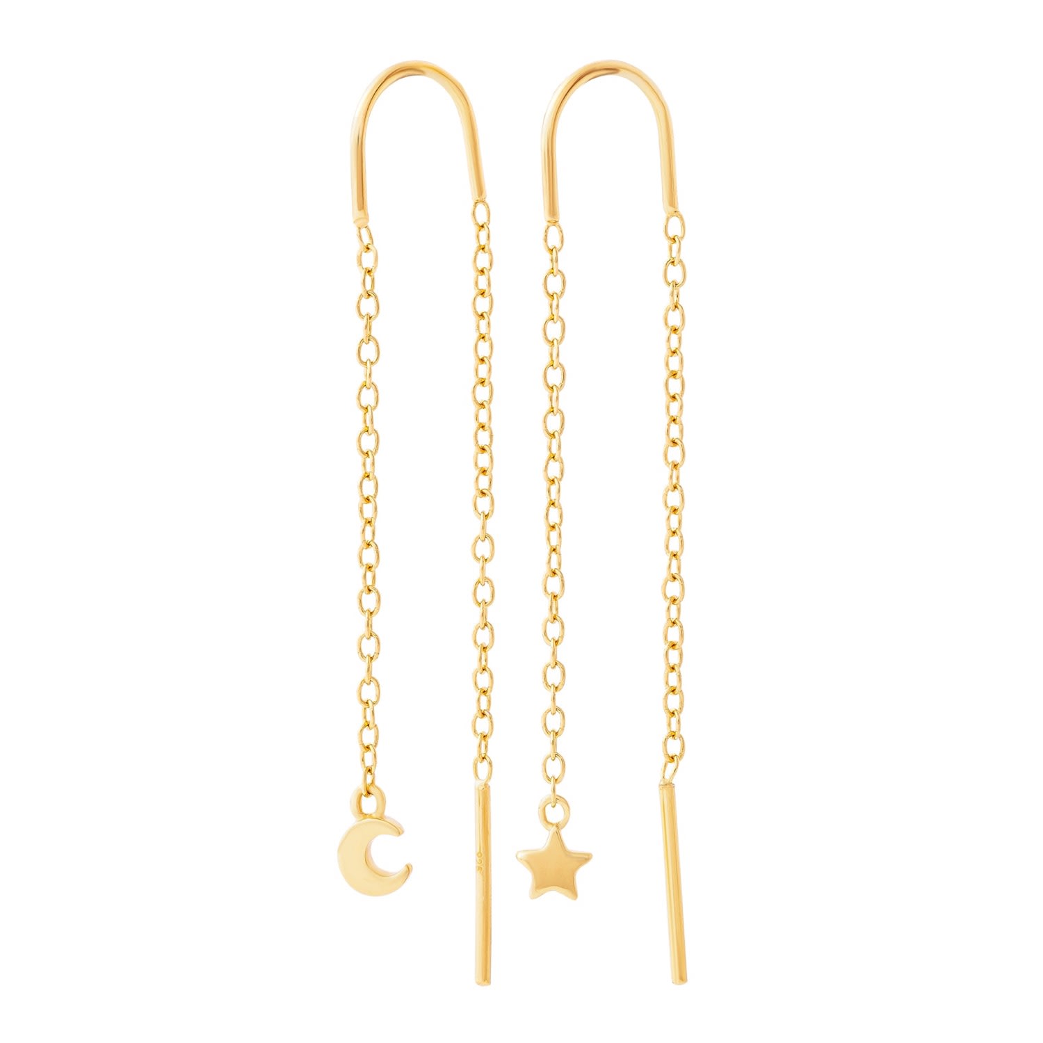 Women's Star And Moon Threader Earrings Gold Cartilage Cartel