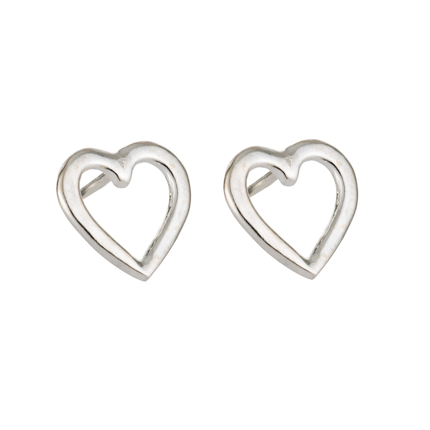 Women's Sterling Silver Open Mini Heart Stud Earrings Posh Totty Designs