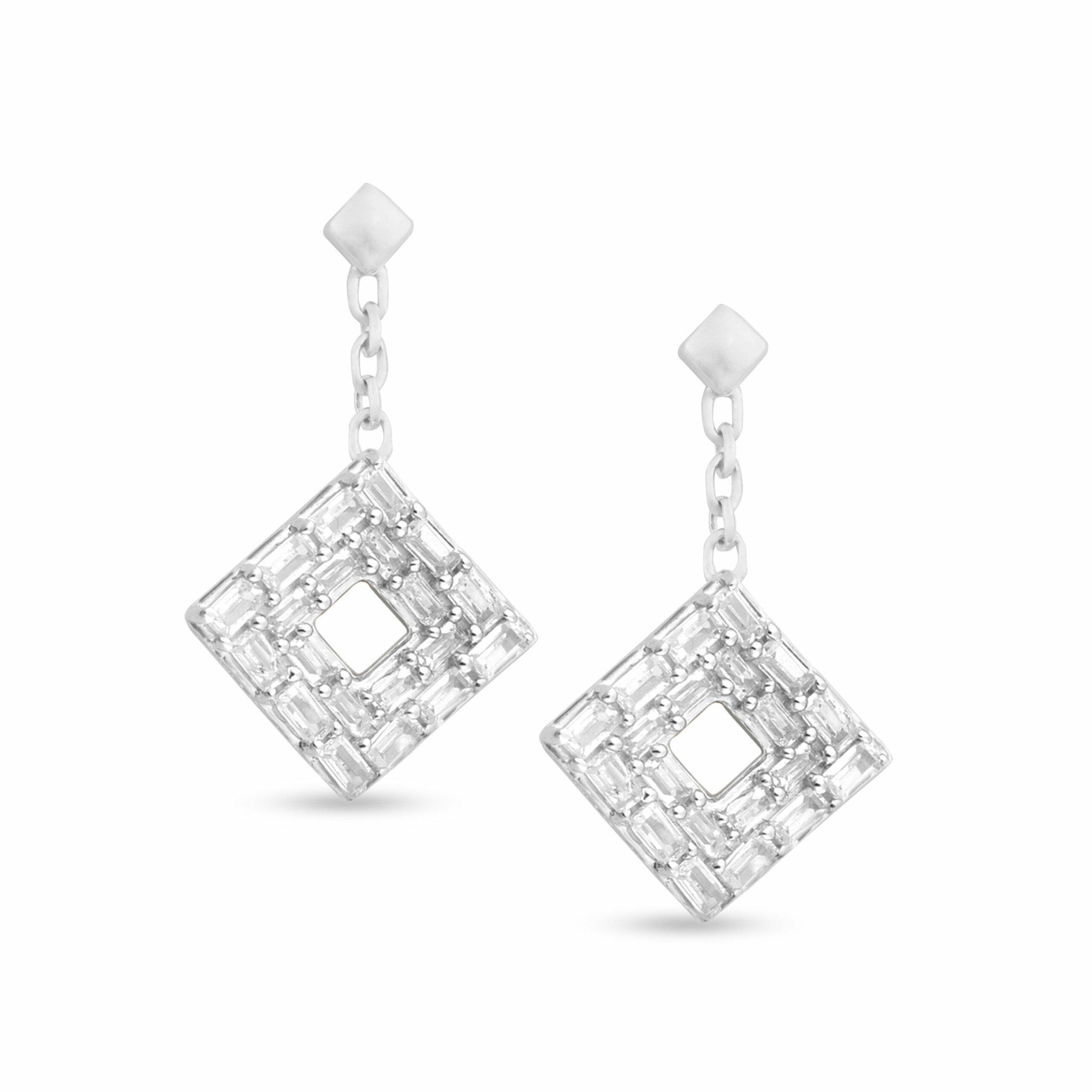 Women's The Origins Dangling Diamond Earrings - White Gold Mansi Jewelry