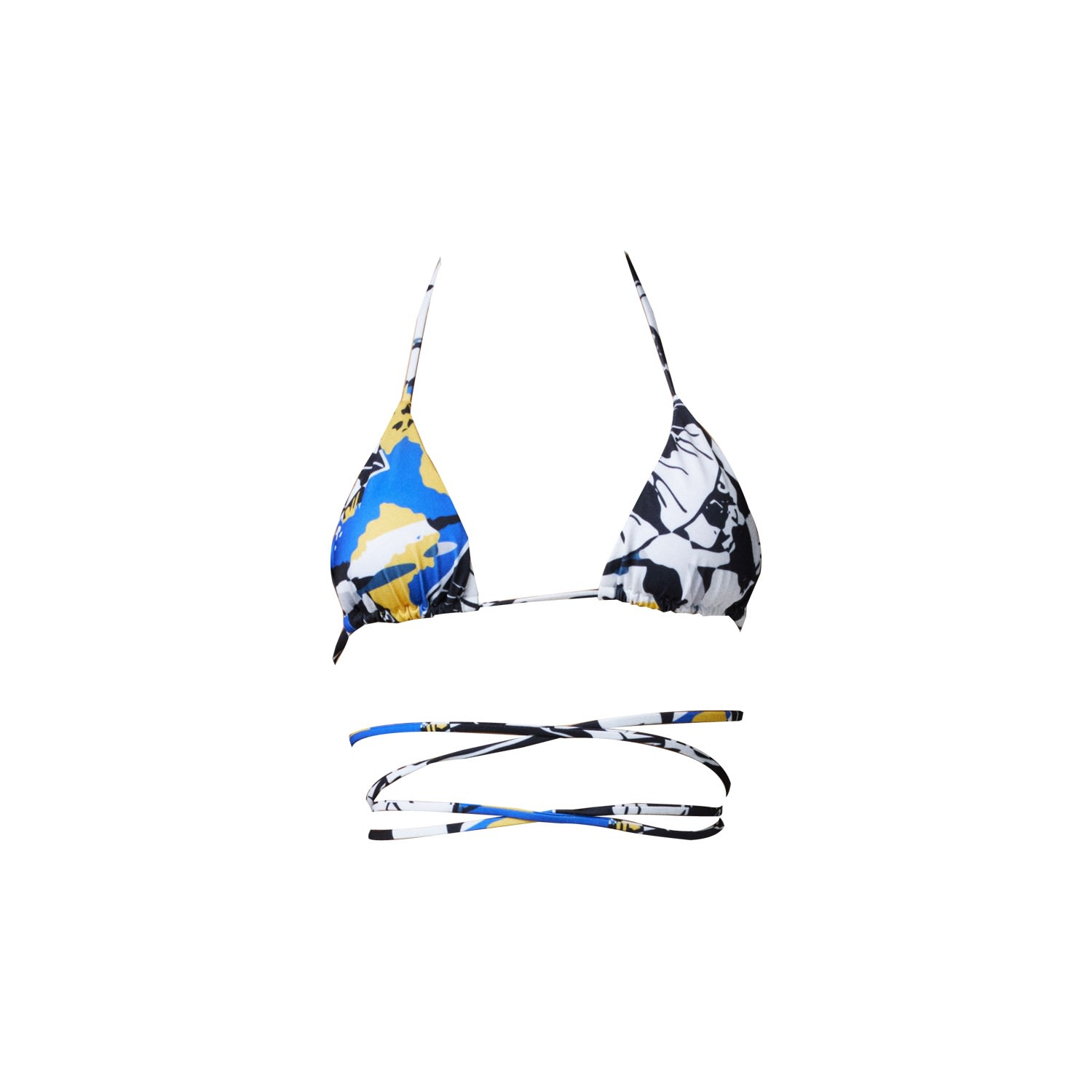 Women's Tulum Bikini Top In Blue Grande Chaos Garden Print Xs/S Charlott Vasberg
