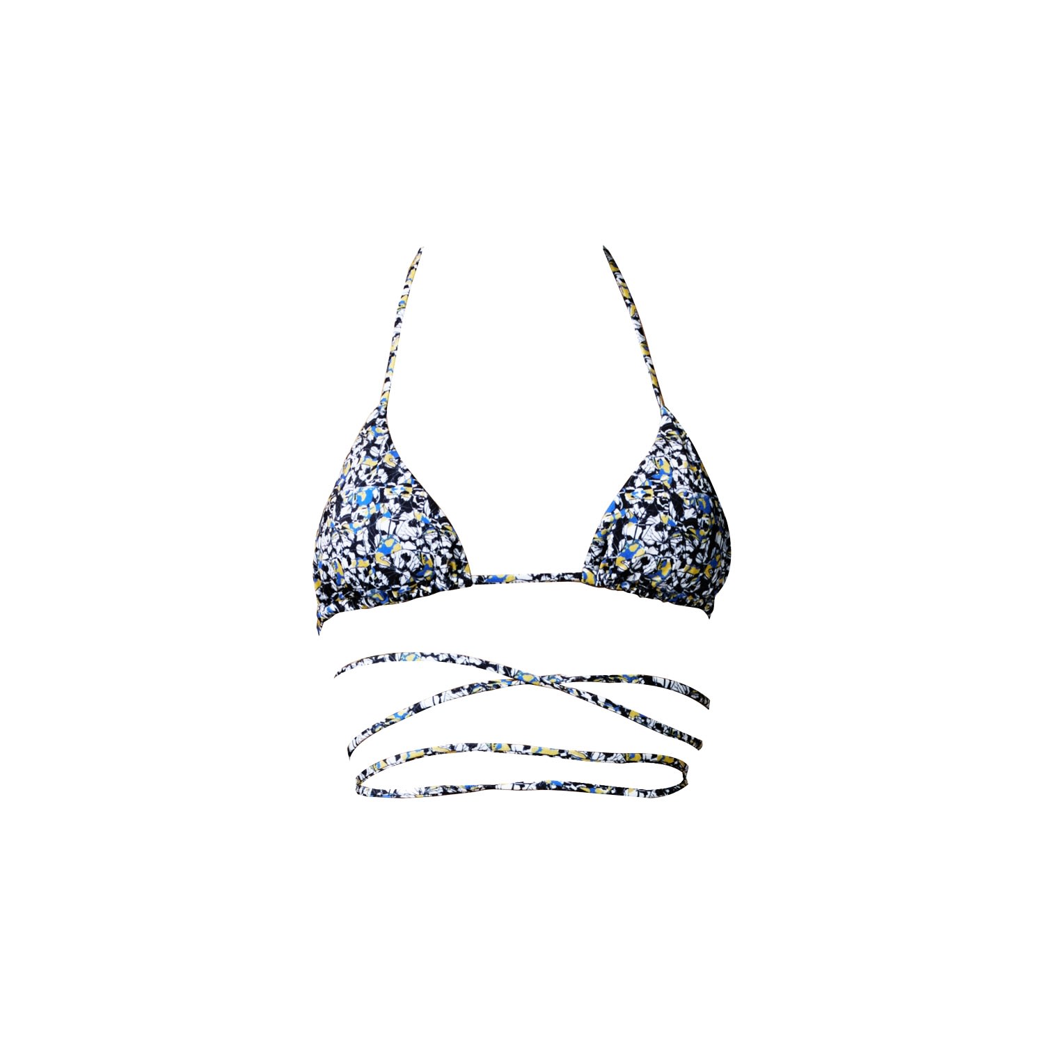 Women's Tulum Bikini Top In Blue Mini Chaos Garden Print Xs/S Charlott Vasberg