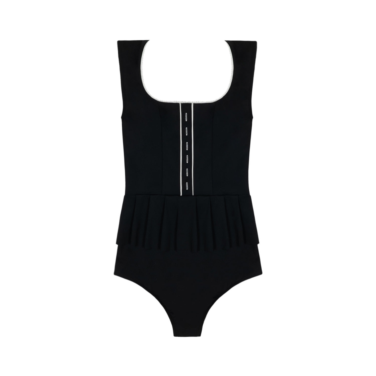 Women's Vintage Style One Piece Swimwear - Black Medium QUA VINO