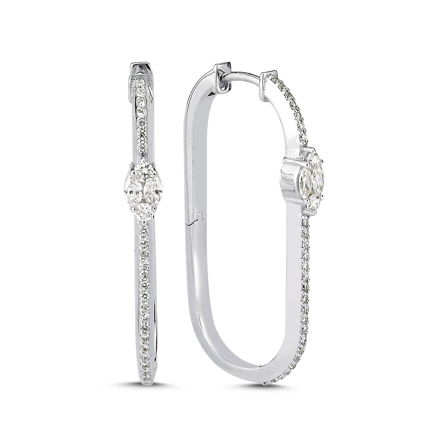 Women's White Gold Hoop Earrings With Marquise Didosh Jewellery