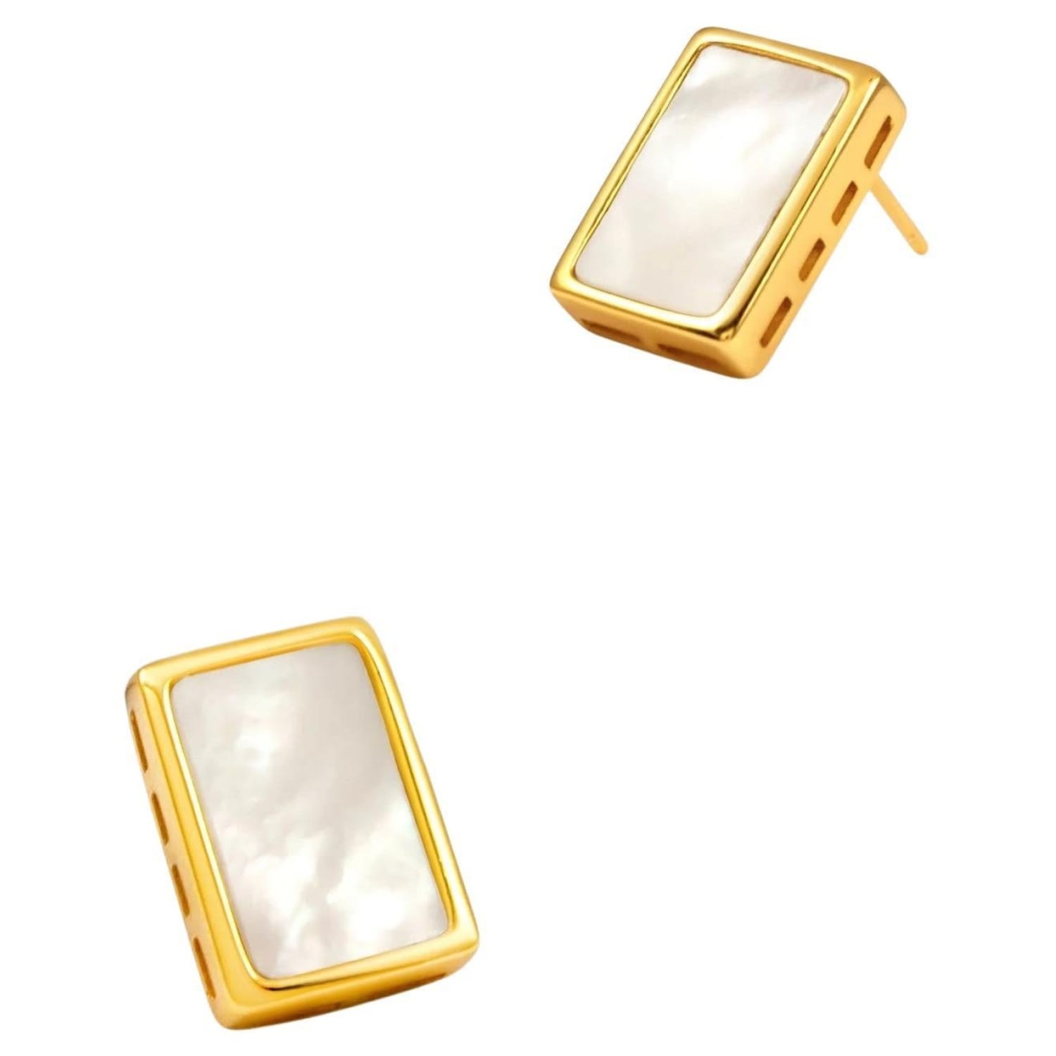 Women's White / Gold Mother Of Pearl Stud Earrings MARIE JUNE Jewelry