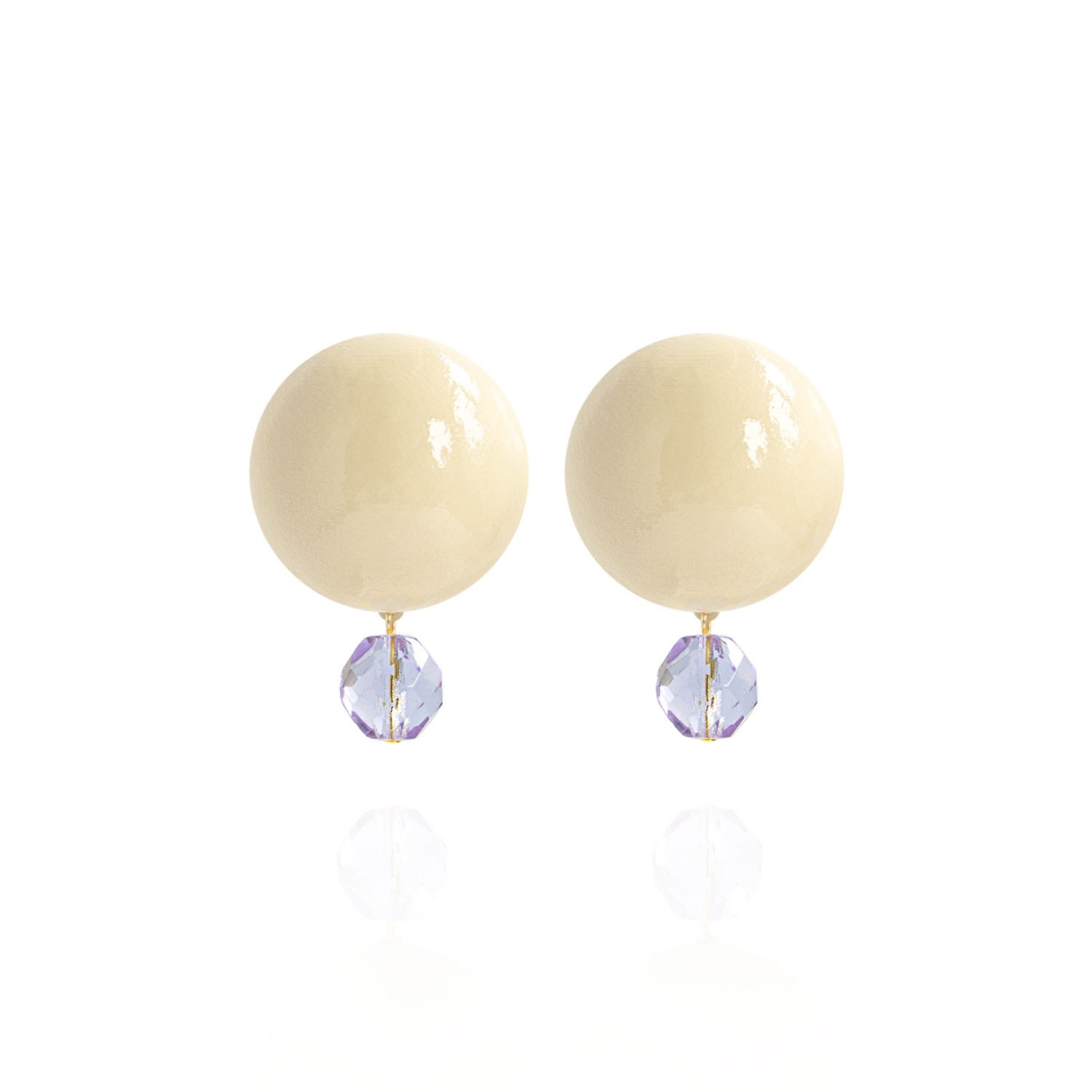 Women's White Luna Earrings In Amethyst Moon Saule Label