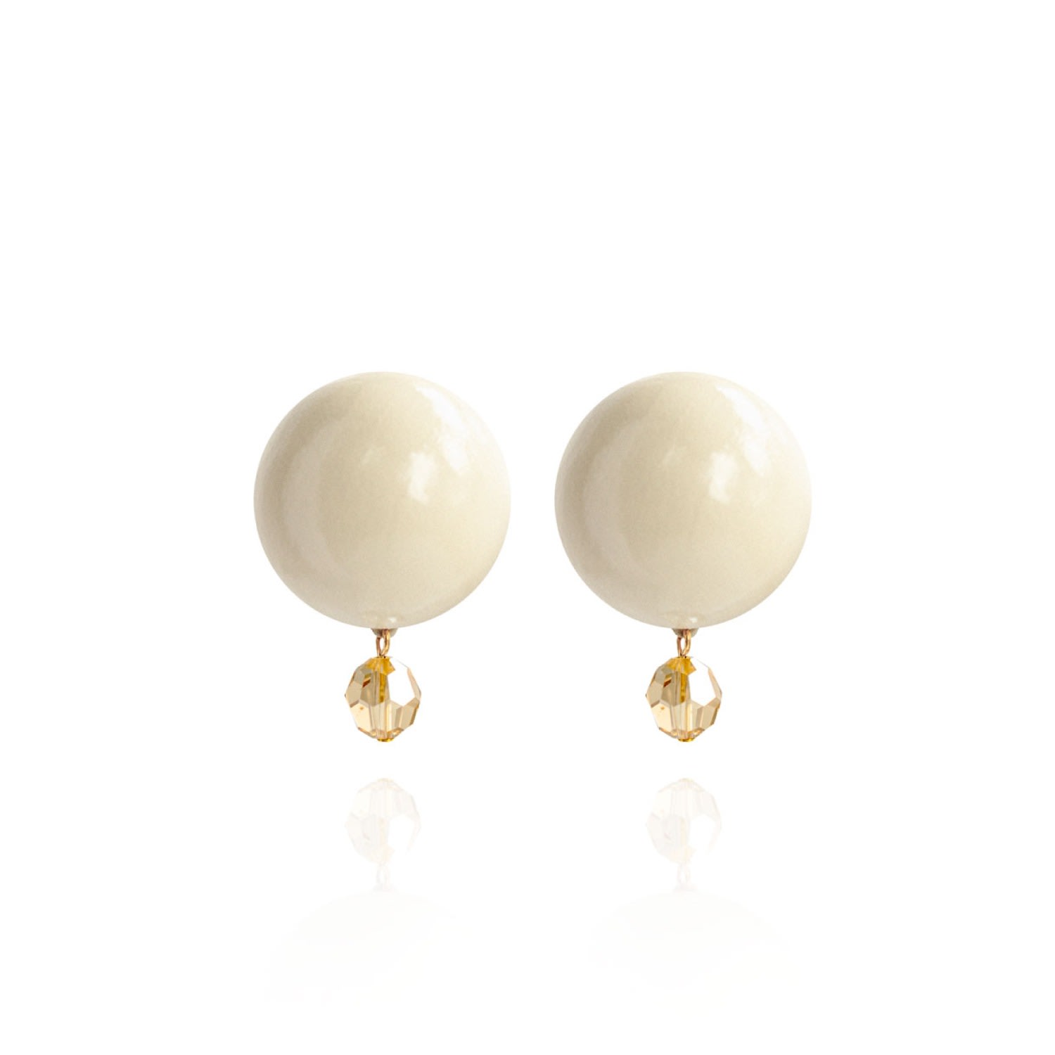 Women's White Luna Petite Earrings In Crystal Moon Saule Label