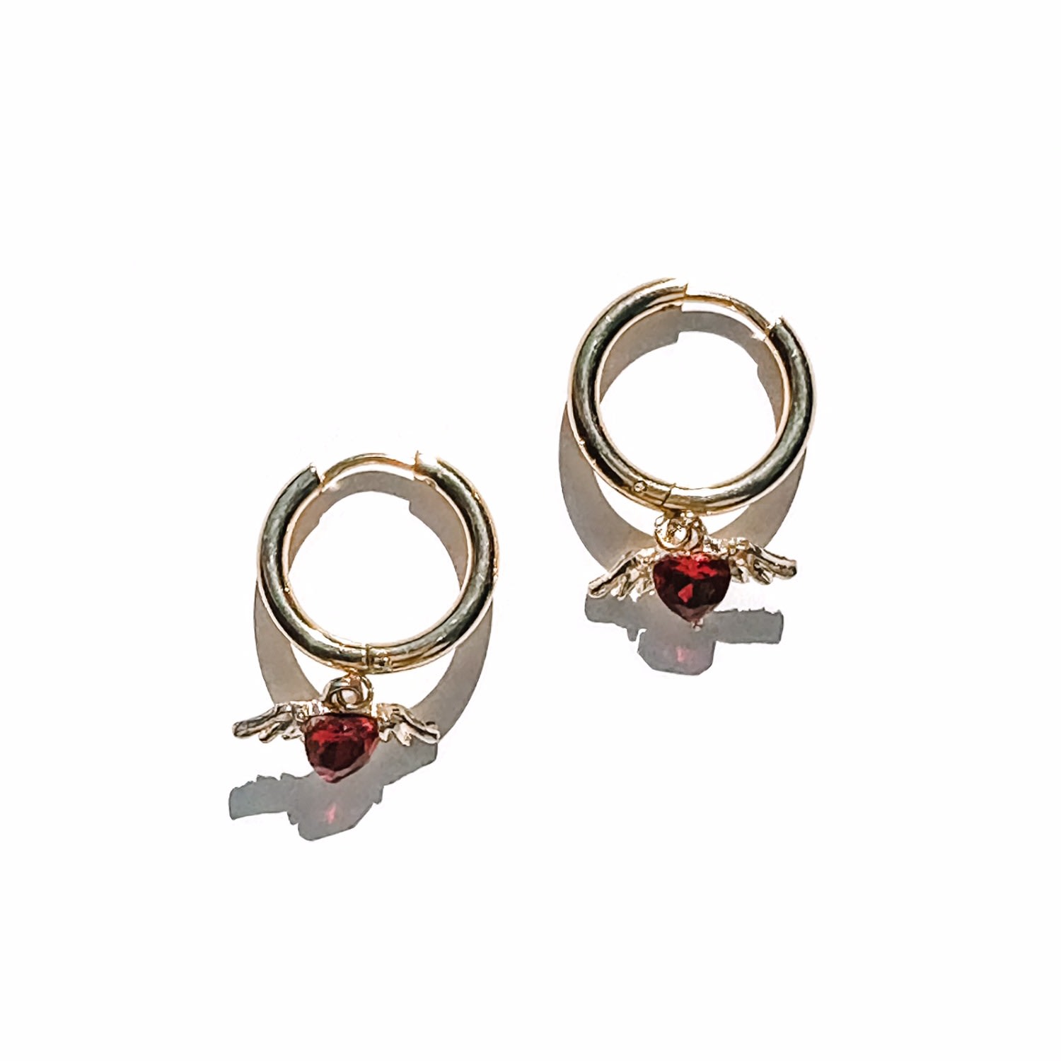 Women's Winged Heart Hoop Earrings Babaloo Jewelry