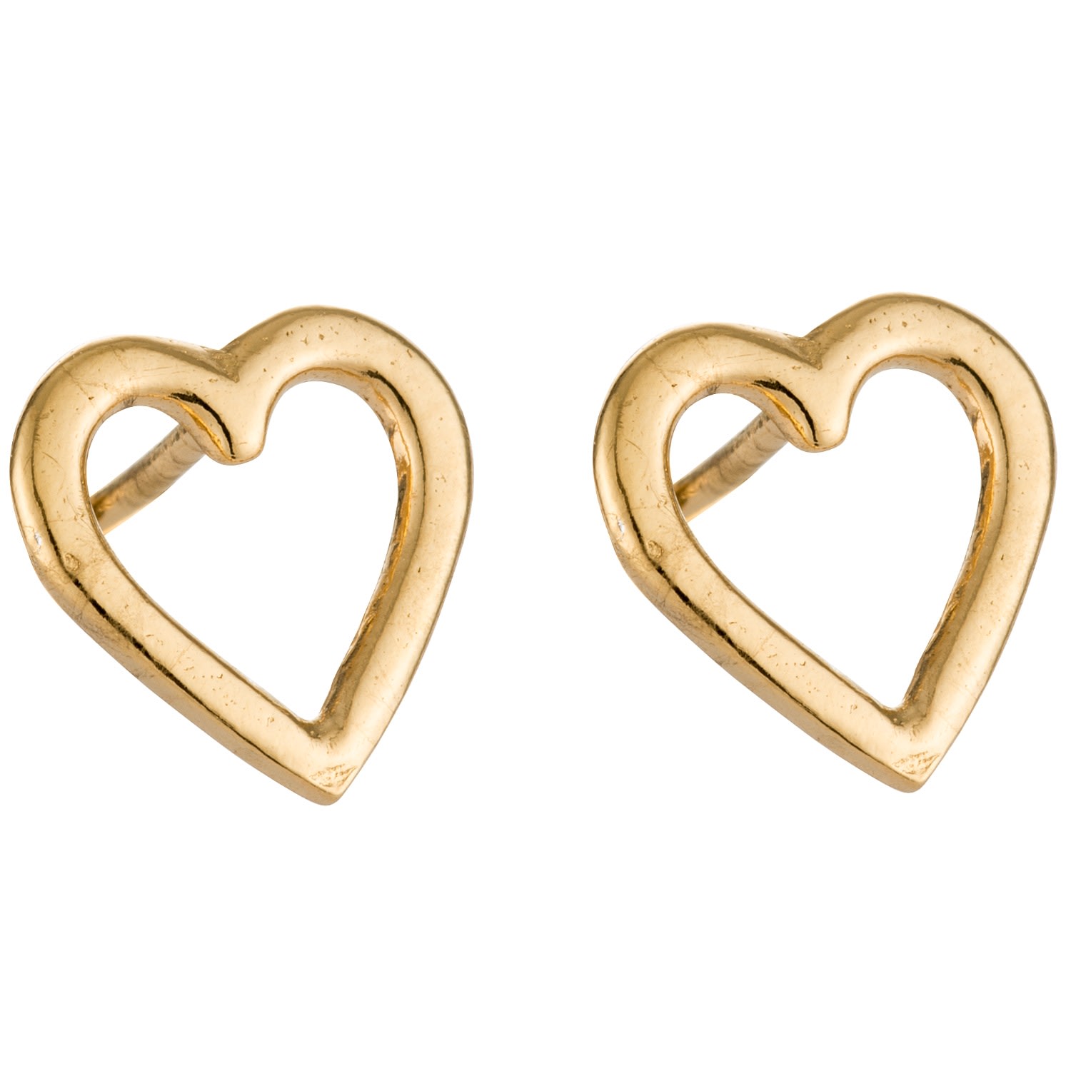 Women's Yellow Gold Plated Open Mini Heart Stud Earrings Posh Totty Designs