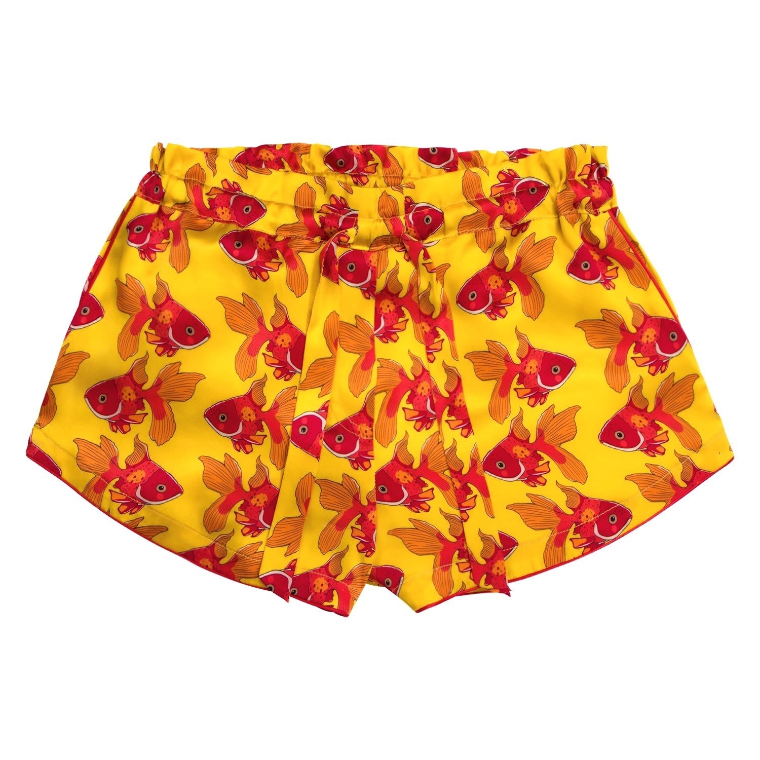 Women's Yellow / Orange Deep Ocean Yellow Printed Silk Shorts Small SILE
