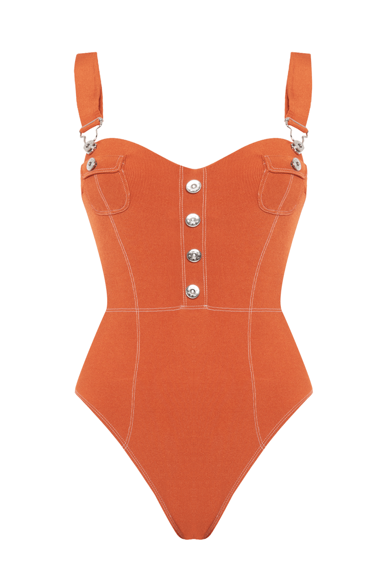 Women's Yellow / Orange Dune Salopette Swimsuit Extra Small Movom