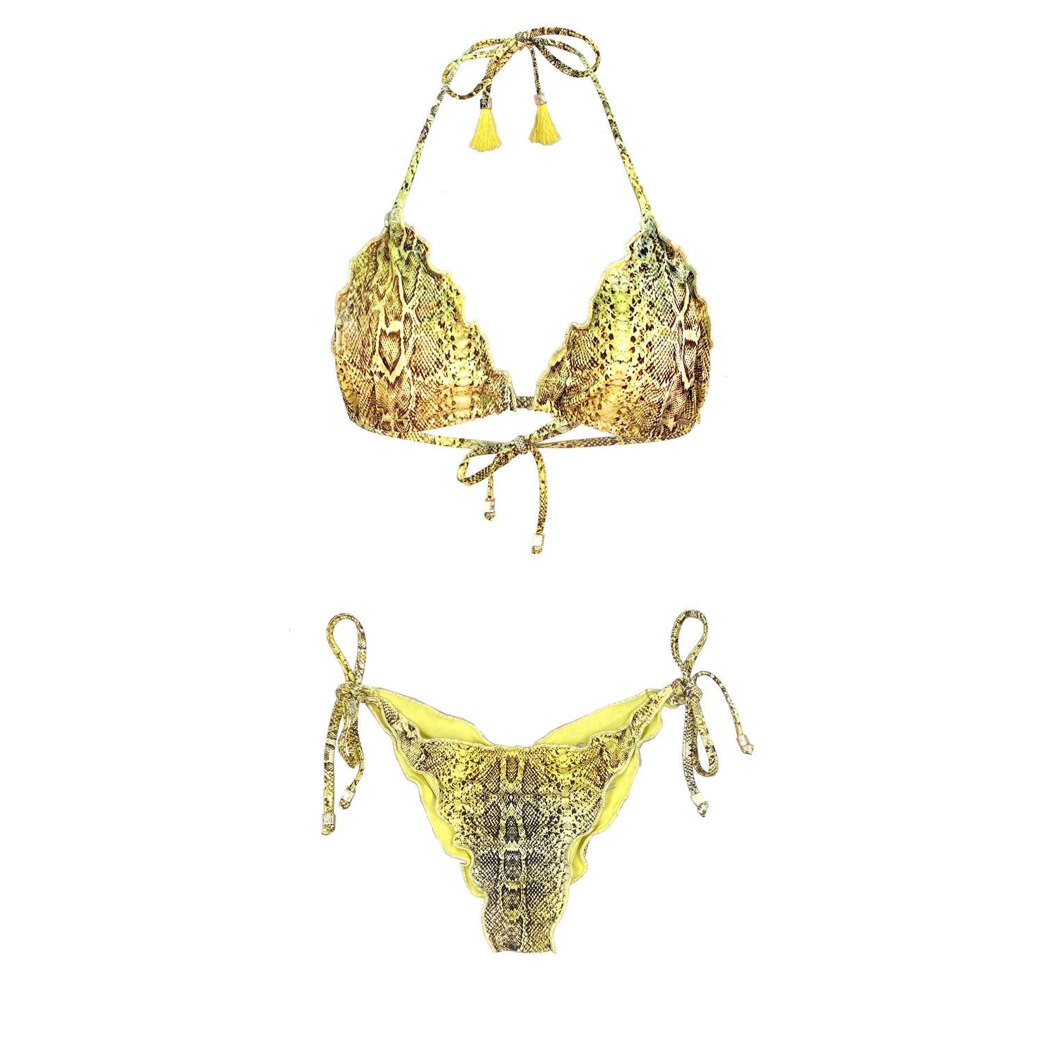 Women's Yellow / Orange Yellow Eco Snake Print Bikini Set Gio Sarita Small ELIN RITTER IBIZA