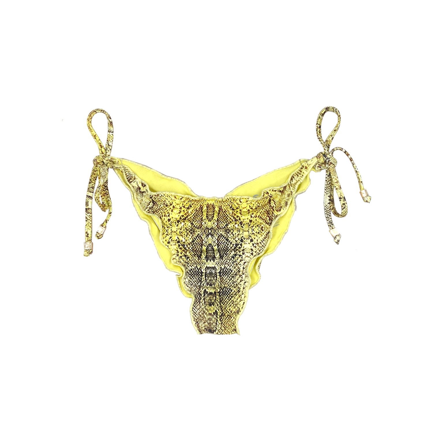 Women's Yellow / Orange Yellow Eco Snake Printed Bikini Tie-Side Bottom Sarita Small ELIN RITTER IBIZA