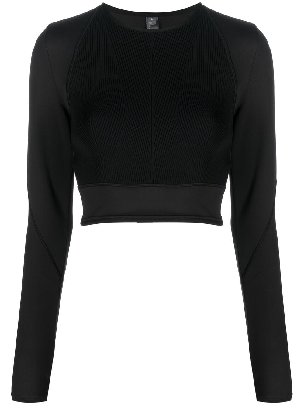 adidas by Stella McCartney contrasting ribbed-knit crop top - Black