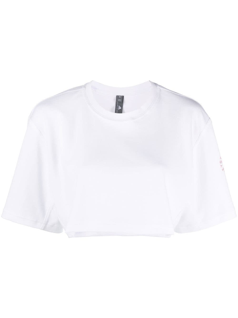 adidas by Stella McCartney logo-print cropped T-shirt - White
