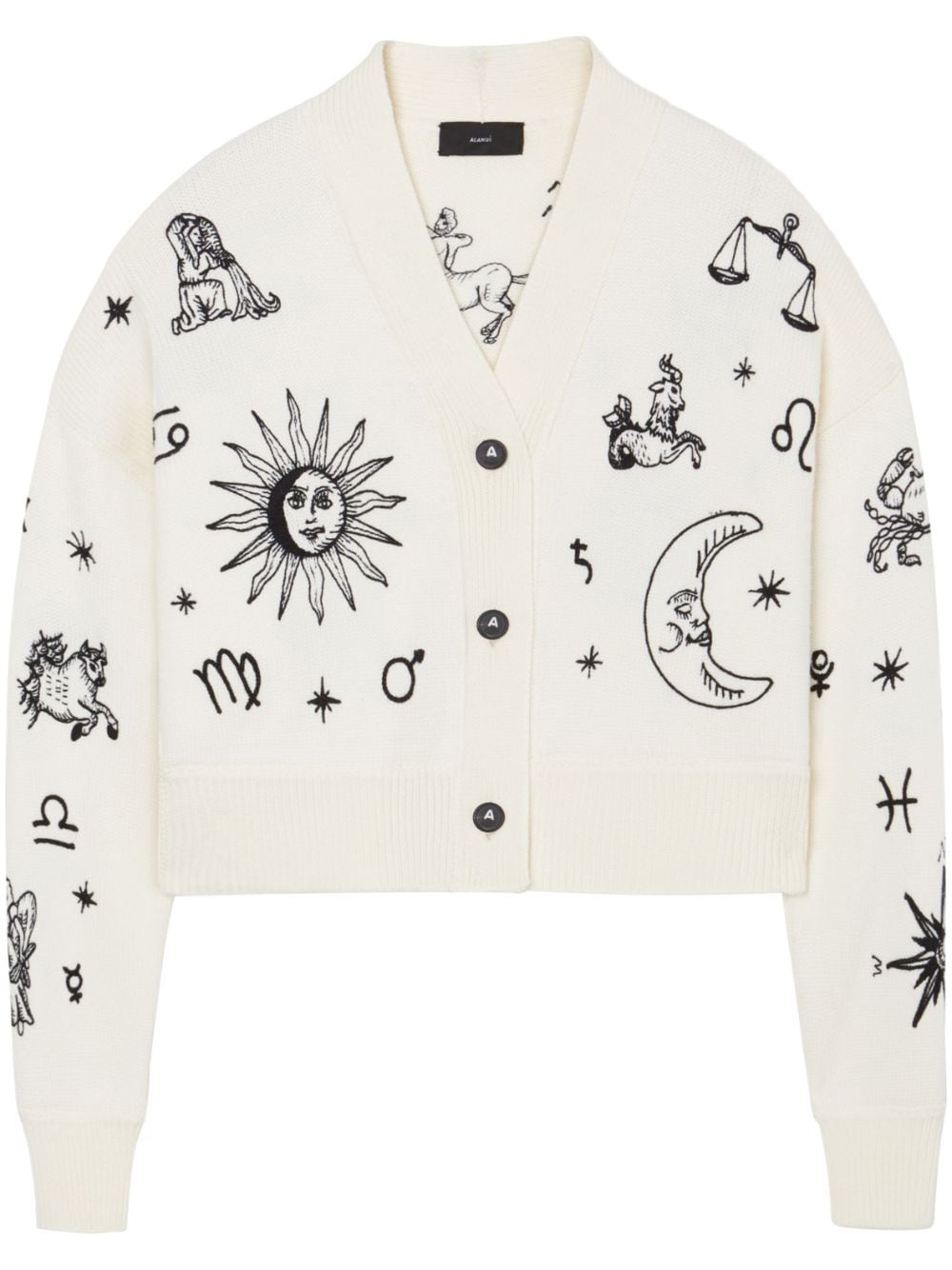Alanui Horoscope jacquard virgin-wool cardigan - White