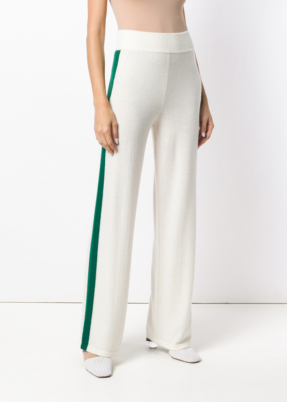 Alex Knit Trousers - Large / Ivory/Forest Green