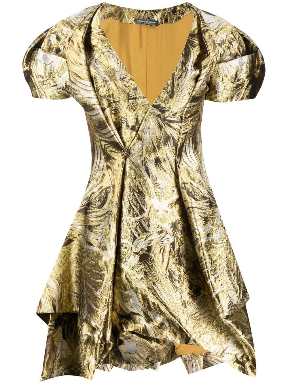 Alexander McQueen jacquard-pattern mini dress - Gold
