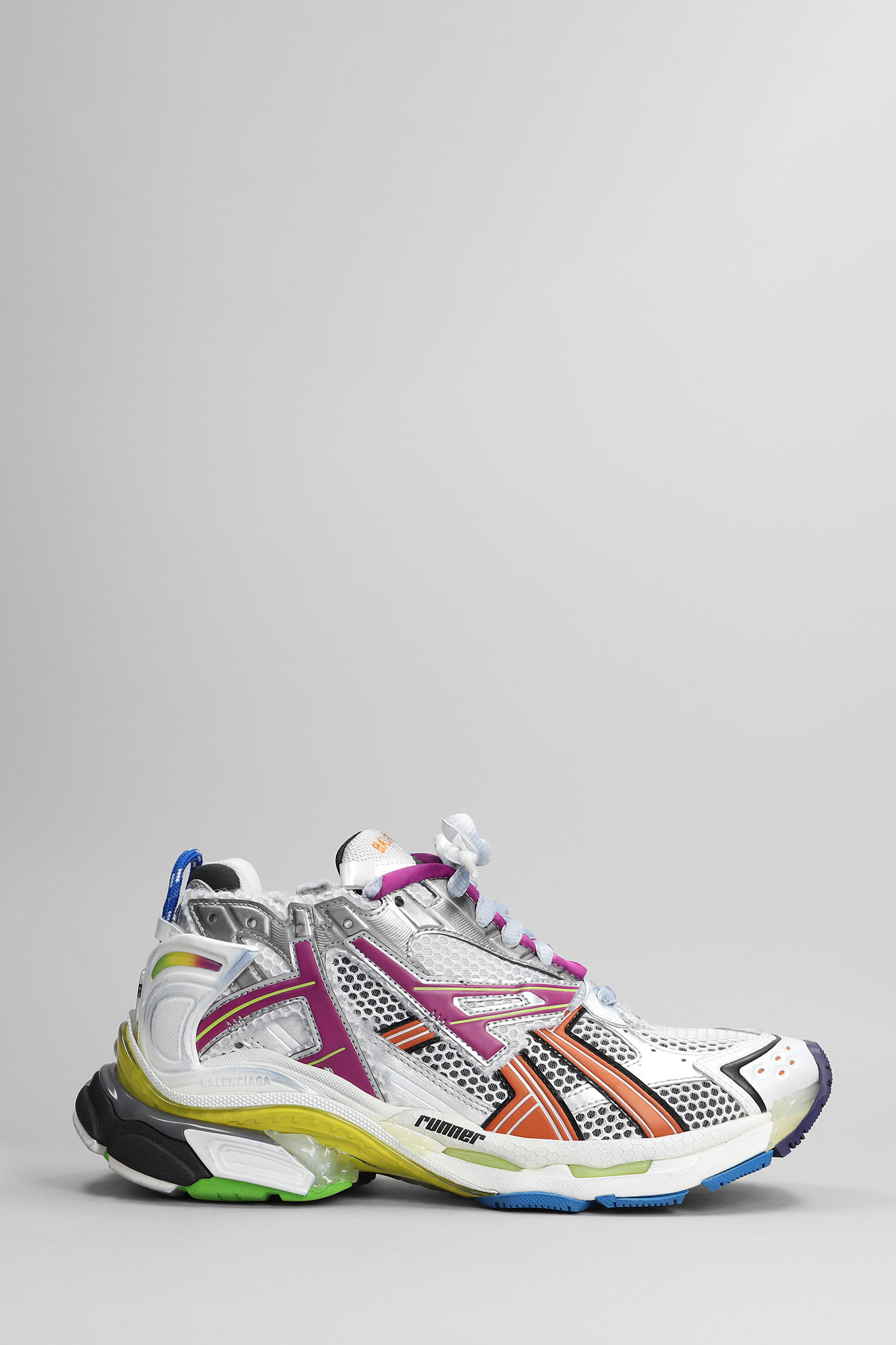 Balenciaga Runner Sneakers In Silver Polyuretan