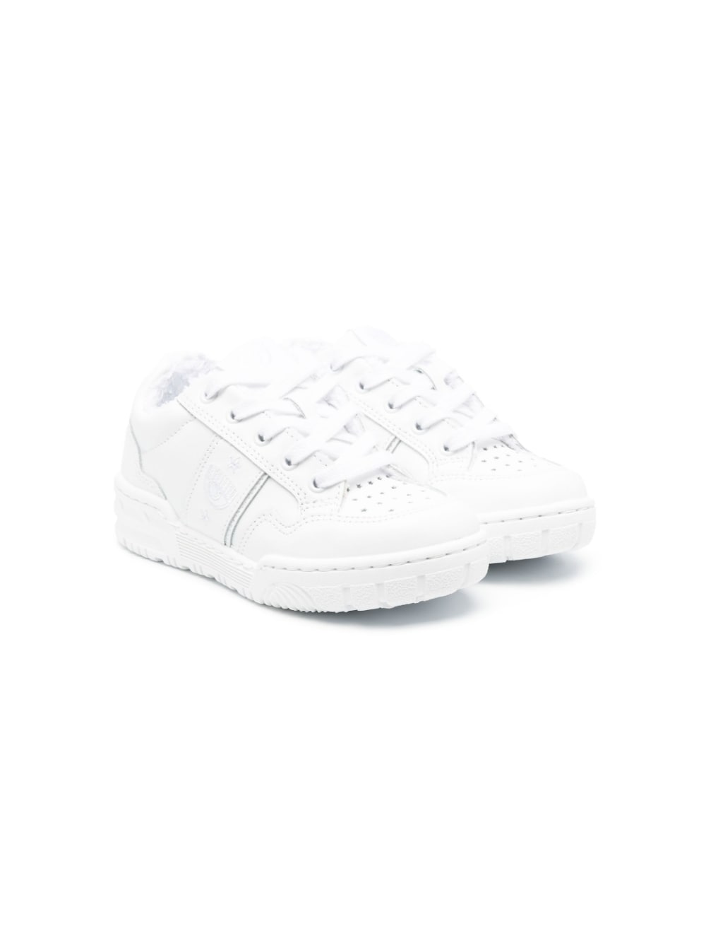 Chiara Ferragni Kids lace-up calf-leather sneakers - White