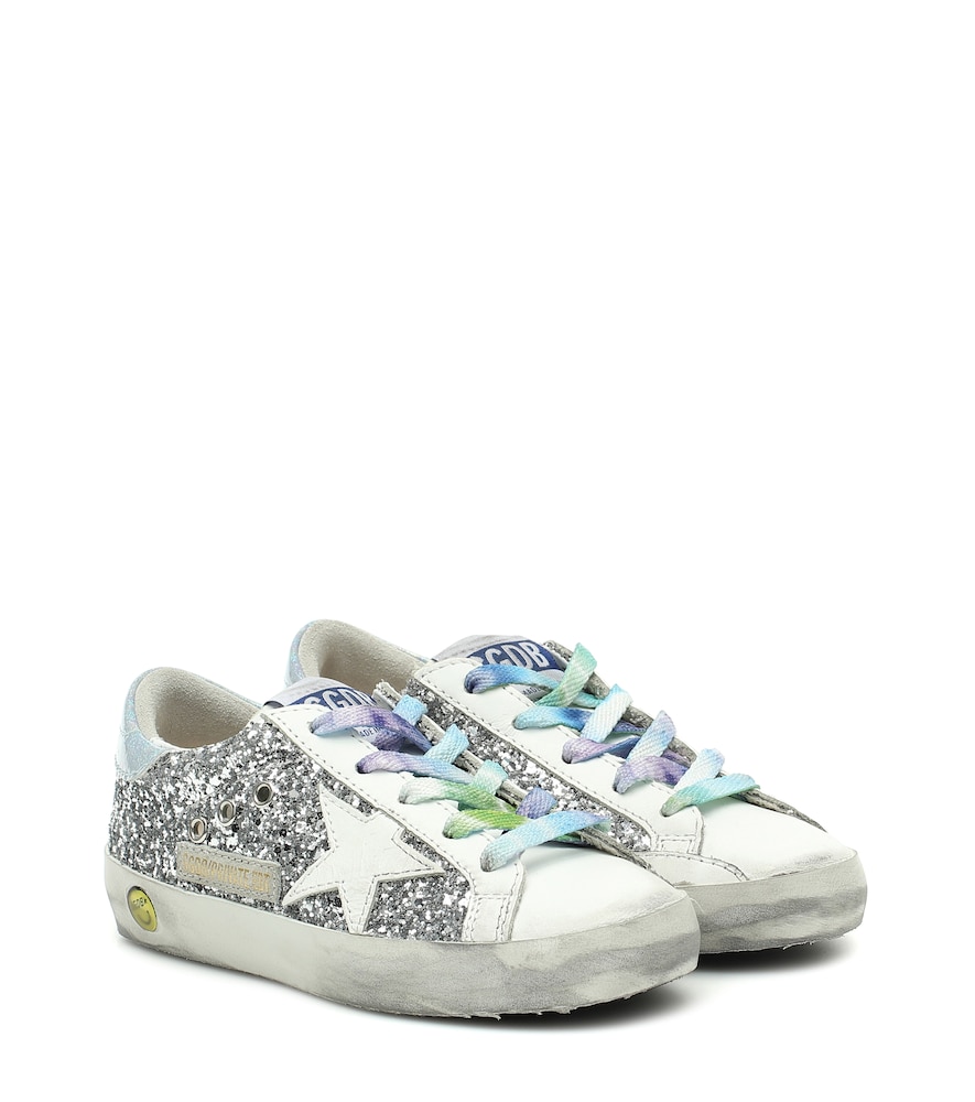 Golden Goose Kids Superstar glitter and leather sneakers