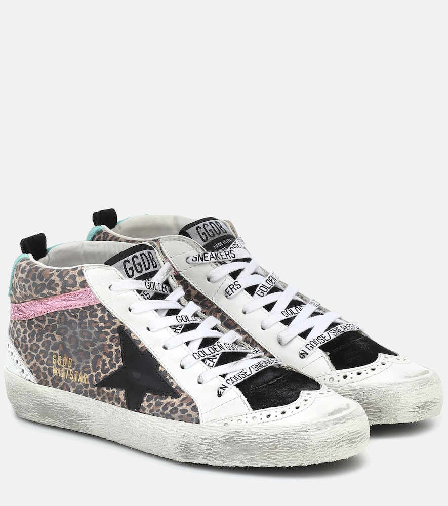 Golden Goose Mid Star leopard-print sneakers