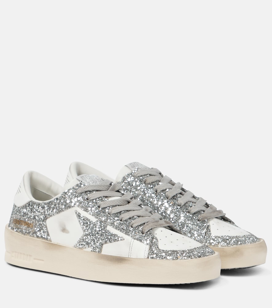 Golden Goose Stardan leather and glitter sneakers