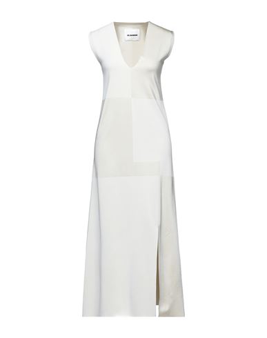 Jil Sander Woman Long dress Ivory Size 0 Silk, Viscose, Elastane, Polyester