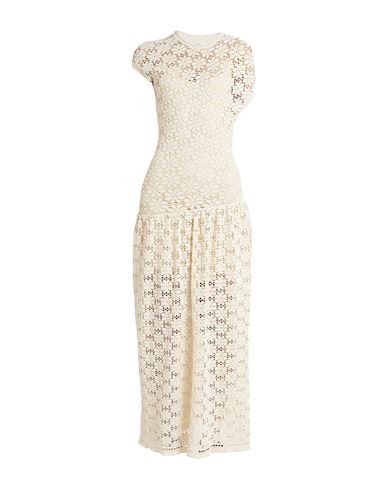 Jil Sander Woman Long dress Ivory Size 6 Cotton, Elastane