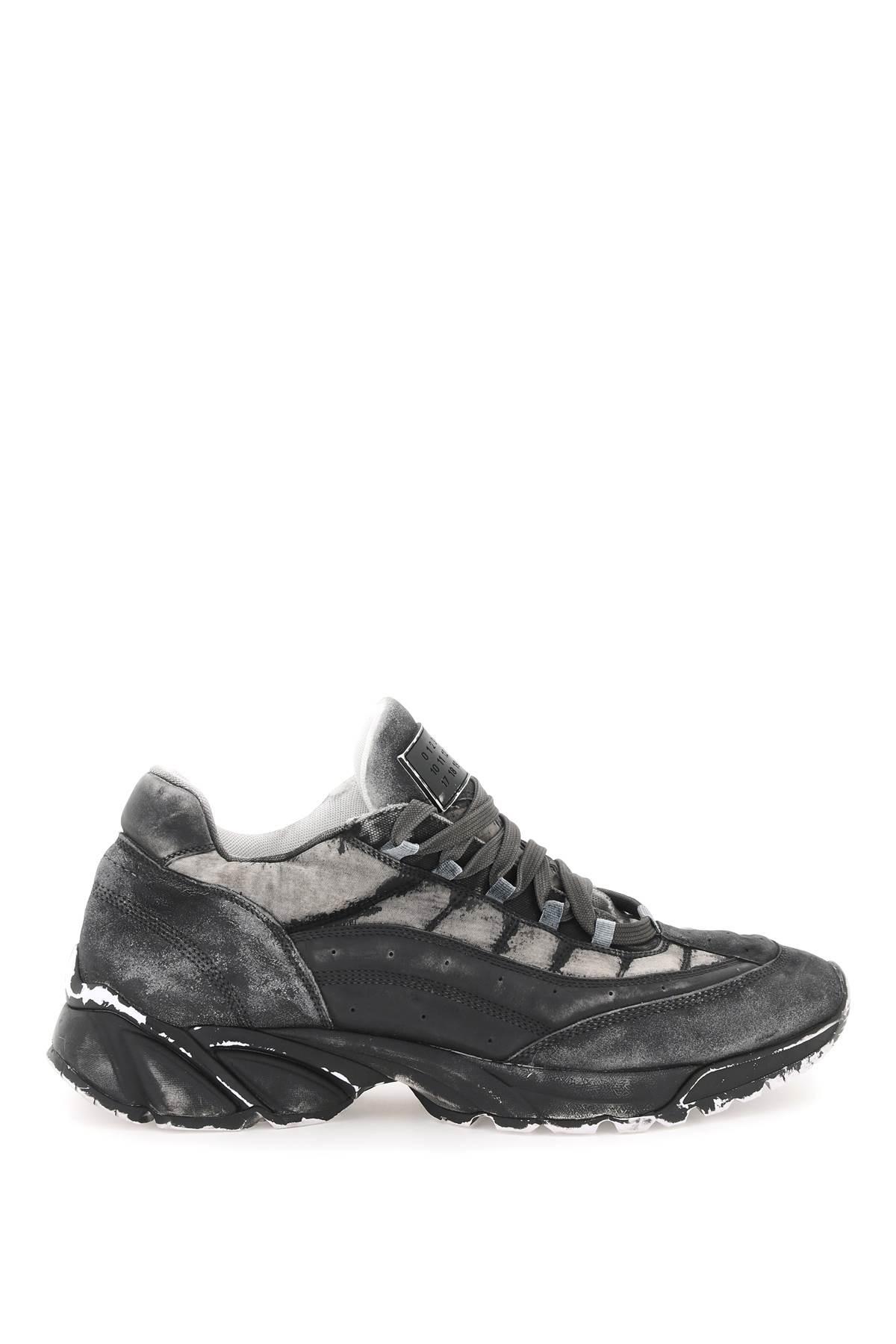 MM6 MAISON MARGIELA USED-EFFECT LEATHER SNEAKERS
