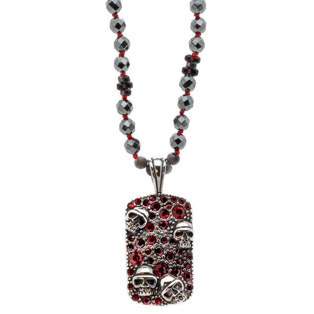 Men's Red / Silver Gothic Red Skull Necklace Ebru Jewelry