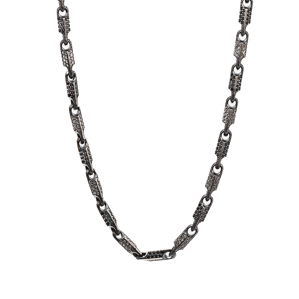 Men's Silver Special Diamond Chain Necklace Ebru Jewelry