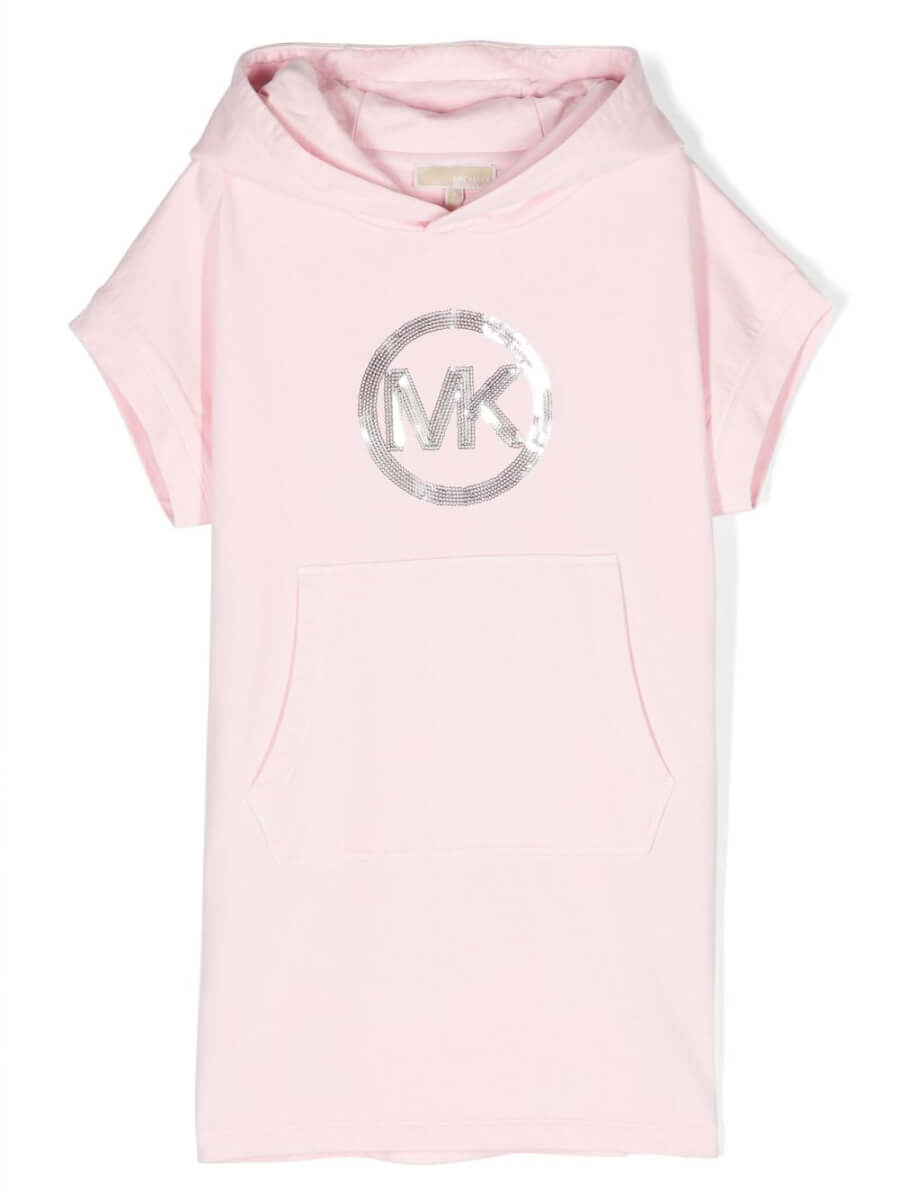 Michael Kors Kids logo-appliqué hooded dress - Pink