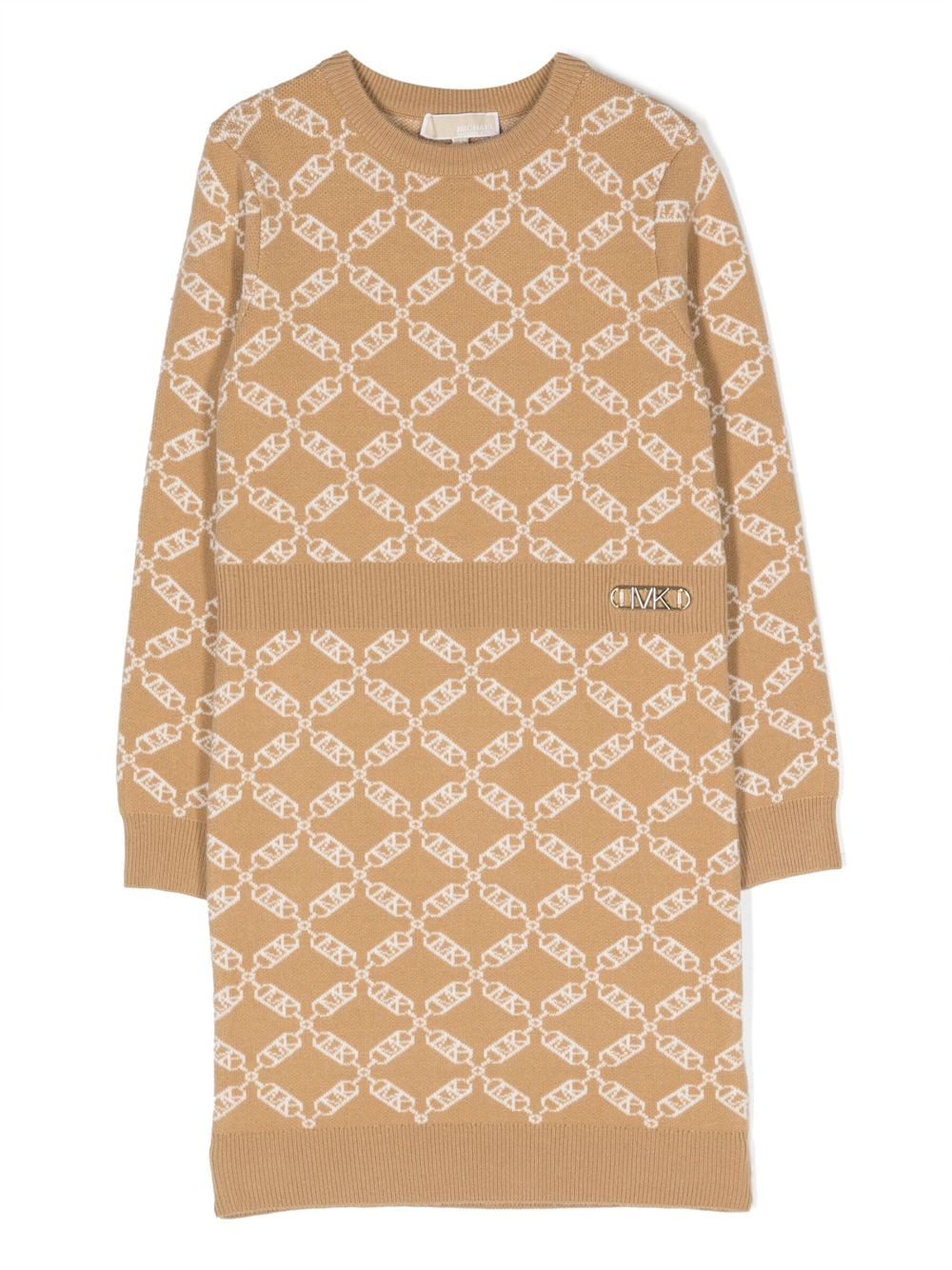 Michael Kors Kids monogram-pattern knit dress - Neutrals