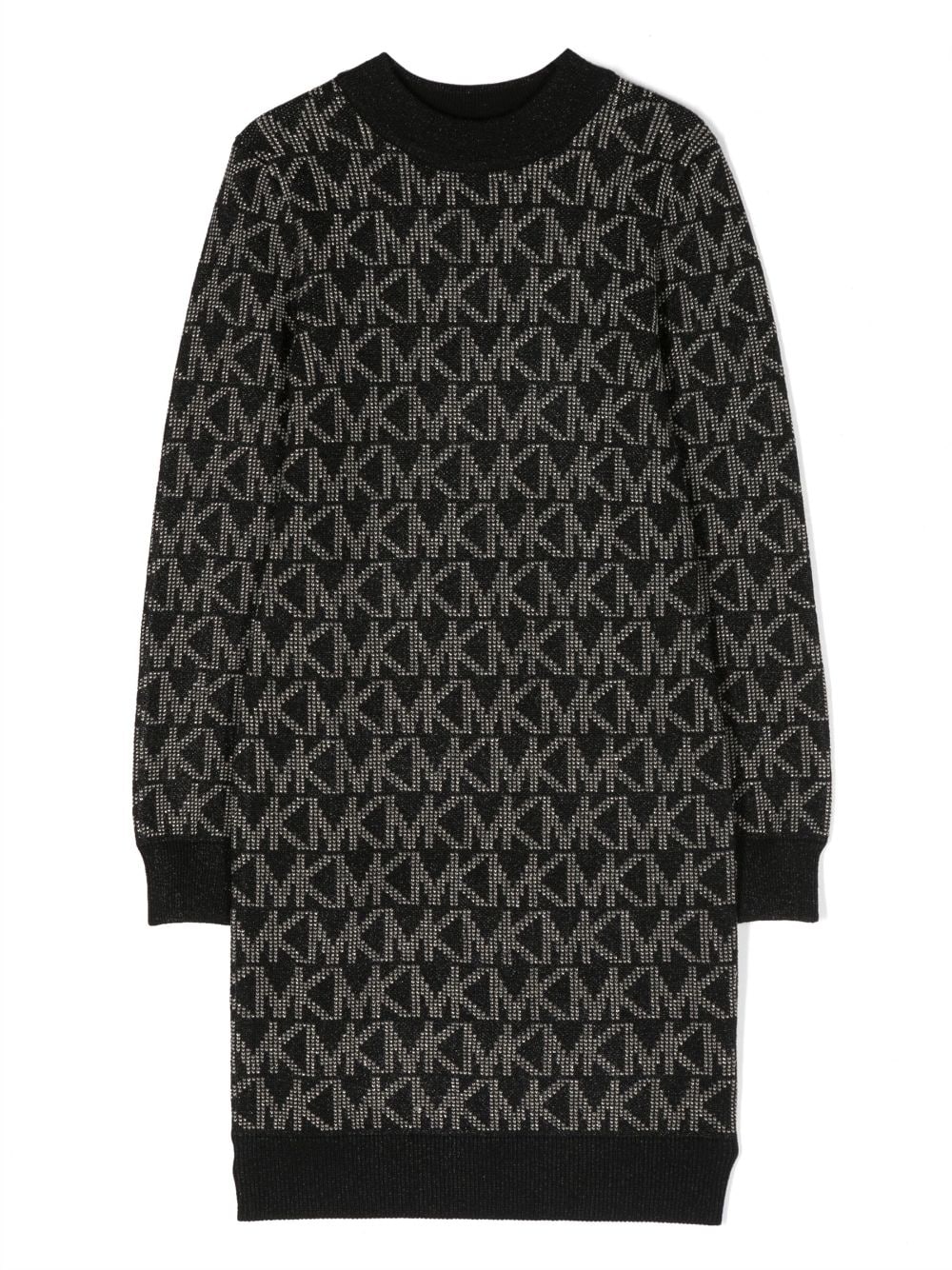 Michael Kors Kids monogram-pattern long-sleeve knit dress - Black