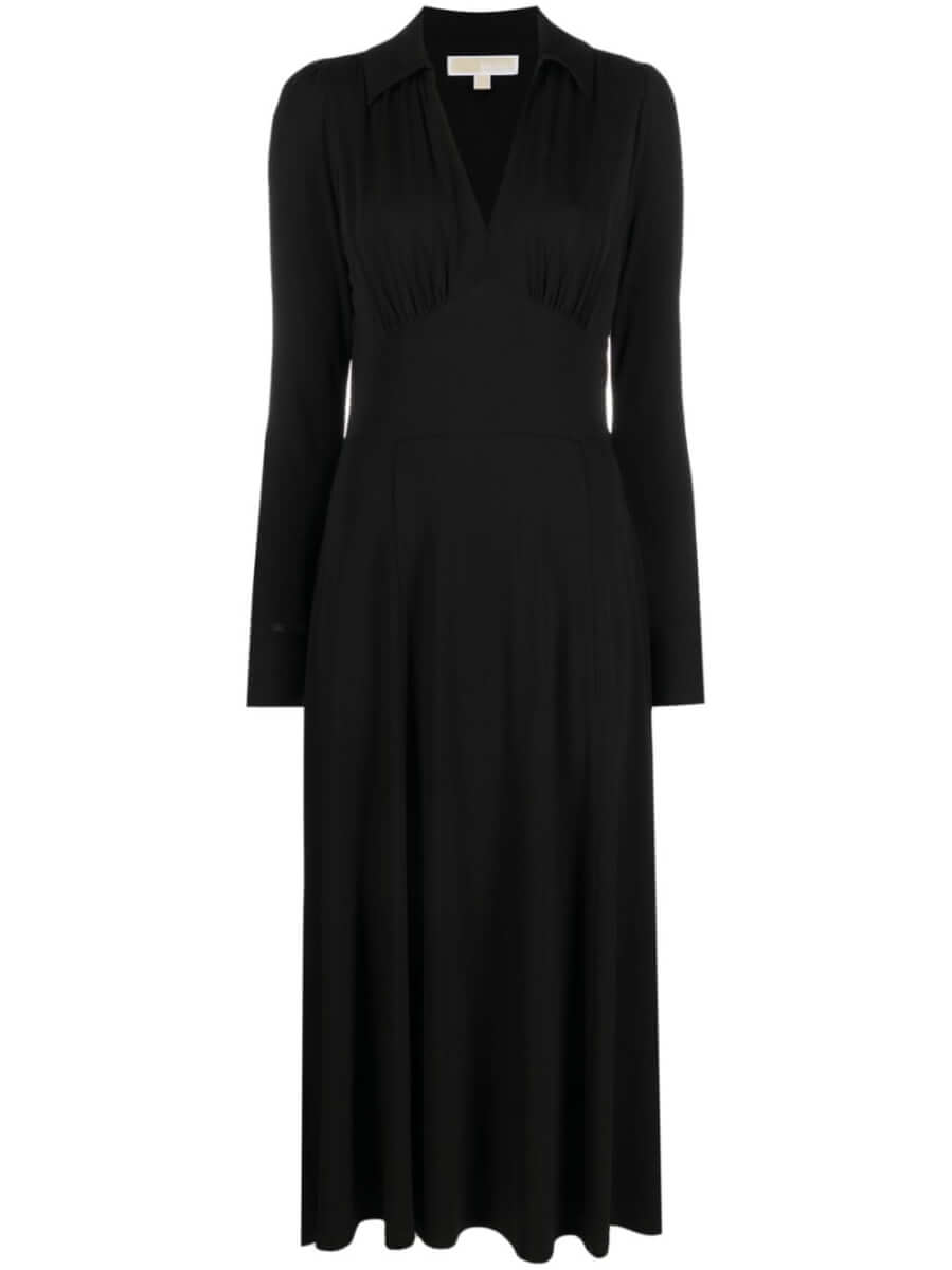 Michael Michael Kors V-neck long-sleeve midi dress - Black